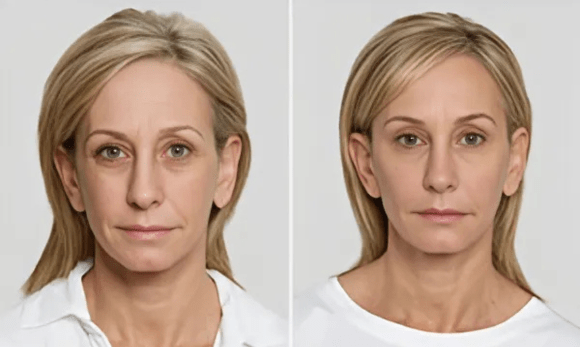 woman before and after sculptra treatment